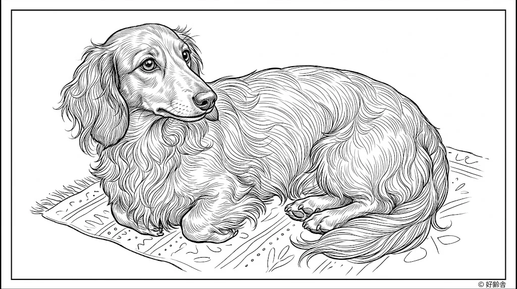 ミニチュアダックスフンド ｜ 高齢者（g3b3）向け無料塗り絵